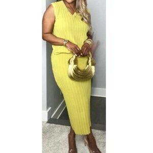 NEW: 2-Piece Skirt Set inc. Midi Skirt and Sleeveless V-Neck Top